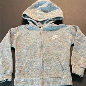 Nike Girls Light Gray Zip-Up Hoodie